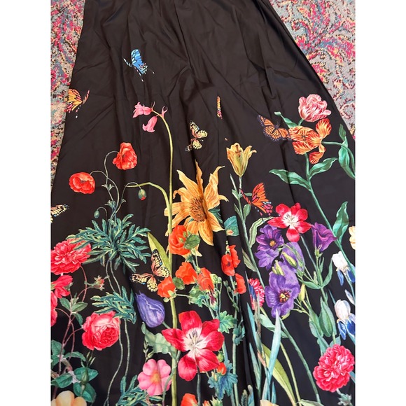 SHEIN Black Floral Butterfly Wide Leg Palazzo Pants Women's XL - Picture 10 of 11